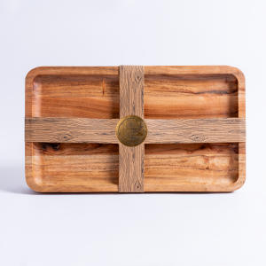 harvest acacia appetizer tray set of 2